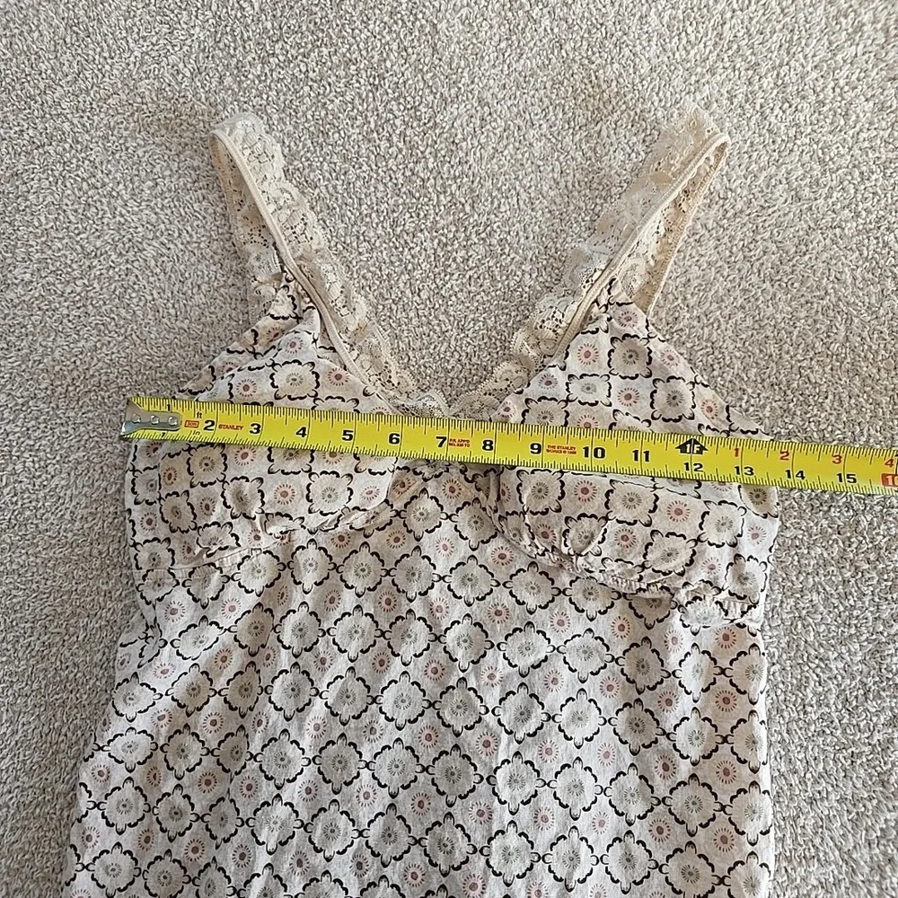 LEI Cream Diamond Pattern Babydoll Cami Tank Top Lace Trim Padded Bra Y2K 90s XL